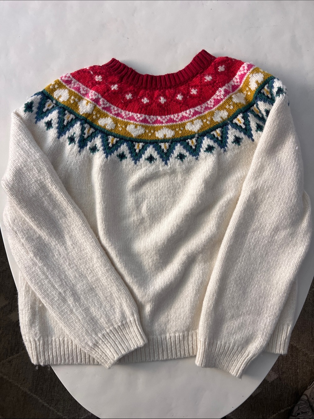 Marine layer Archive Alpine Fair Isle Sweater in Cream Rainbow Medium $148 - Picture 5 of 7